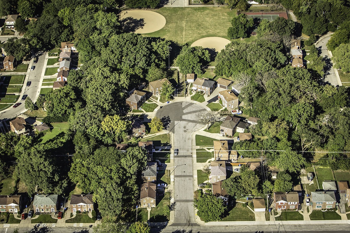 Residential buildings aerial view
